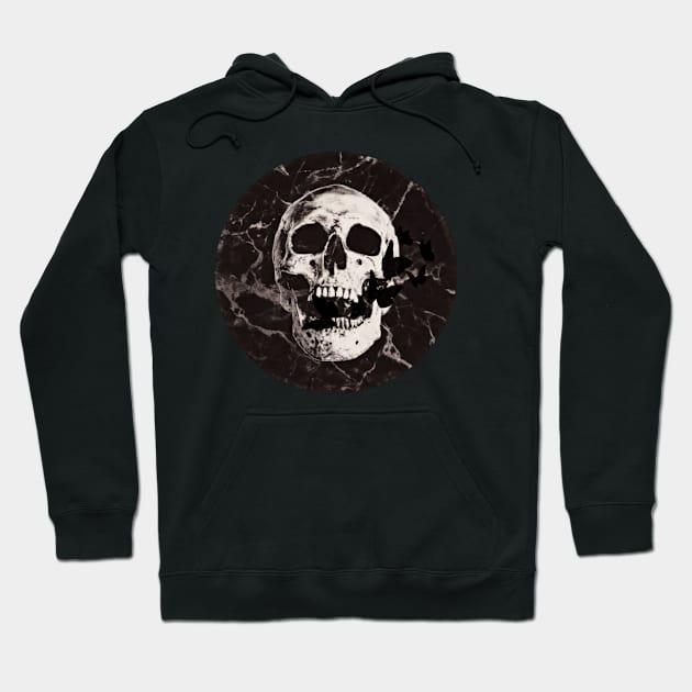 Halloween, aesthetics, skull, devil, ghost, spooky, creepy, skeleton, moon, marble, butterfly, retro, vintage, gothic, horror Hoodie by AGRHouse